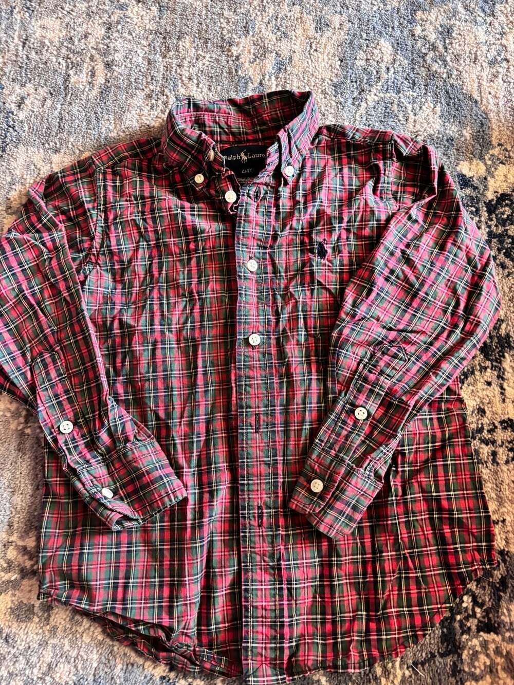 Ralph Lauren Plaid Shirt Size 4T Red Green